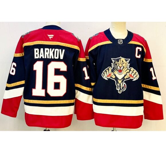 Mens Aleksander Barkov Jersey Stitched Red Navy